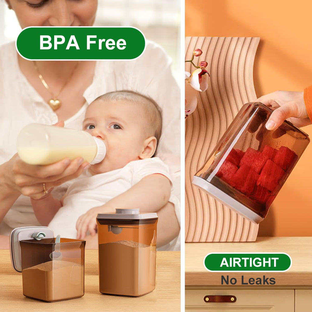 One-Push Formula Container, 2300ml Formula Dispenser with Scoop and Scraper, Milk Powder Container with Lids