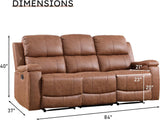 CANMOV Faux Leather Manual Reclining Sofa,3 Seat Recliner Couch Sofa with Overstuffed Arms and Back,Manual Recliner