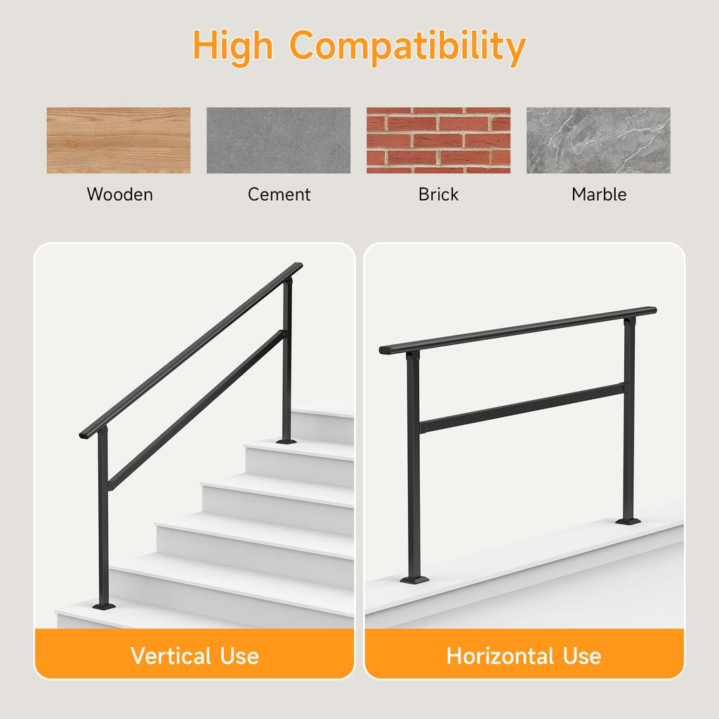 Hand Rails for Outdoor Steps 2-5 Steps Wrought Iron Handrails