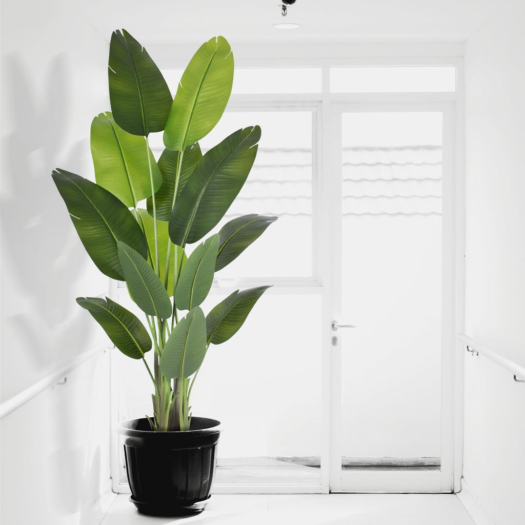 Artificial Bird of Paradise Plant 6Ft Tall Fake Tropical Palm Tree Large Fake Plants with 13 Silk Banana Leaves Faux