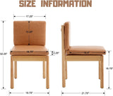 Brown Dining Chairs Set of 2, Faux Leather Upholstered Dining Room Chairs with Natural Wood Frame, Rustic Kitchen Side Chairs