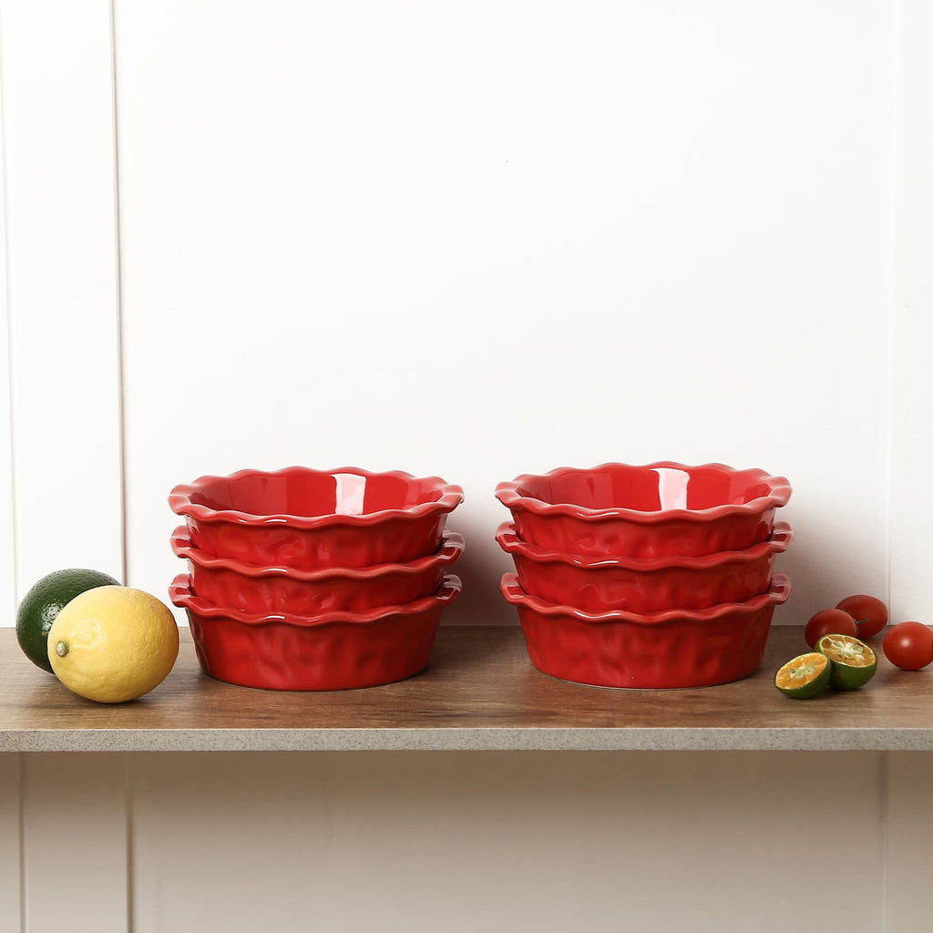 Ceramic Pie Pan for Baking - 5.5 inch Small Pie Plates Deep Dish Round Pot Casserole Mini Serving Bowl - Microwave