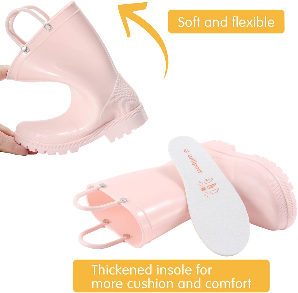 Kids Waterproof Easy-on Rain Boots