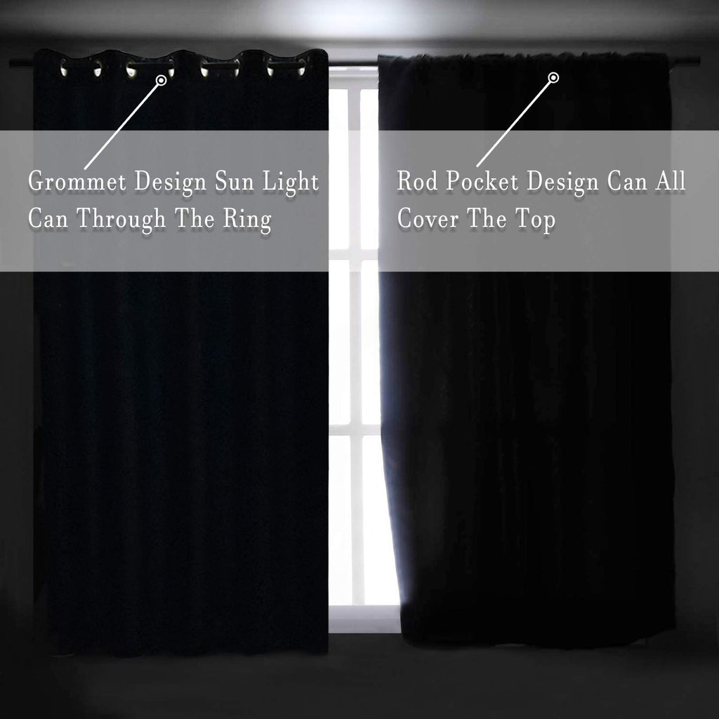 2 Panels Blackout Curtain Panels - Room Darkening Thermal Insulated Drapes with Rod Pocket(Medium Grey, 42 by 84 Inch)