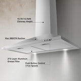 30 Inch Stainless Steel Wall Mount Range Hood Charcoal Filter Convertible Ducted/Ductless