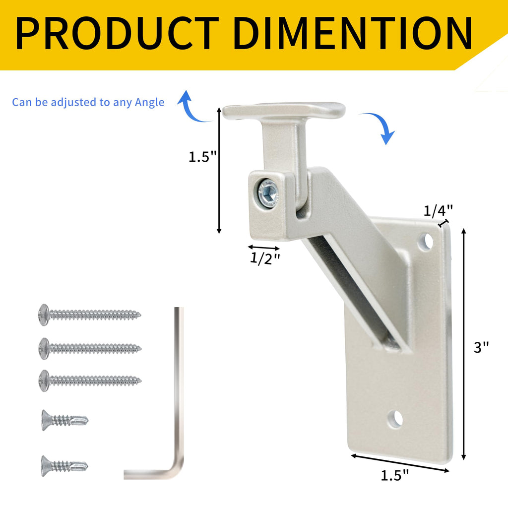 16 FT Handrails Kit for Indoor Outdoor Stairs, Modern Aluminum Handrail Set, 1.4" Diameter Bar, Adjustable 304 Stainless