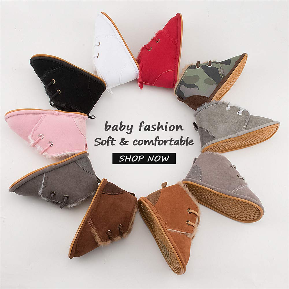 Baby Booties Newborn Infant Unisex Baby Girls Boys Velvet Rubber Anit-Slip Sole Shoes Toddler Fleece Cozy Winter Warm