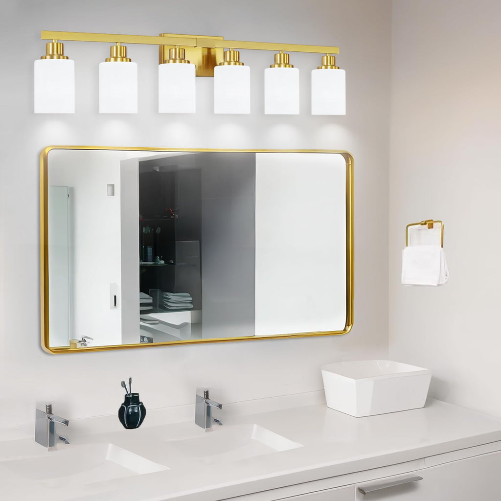 6 Light Gold Bathroom Vanity Light Bathroom Light Fixture 36.8in