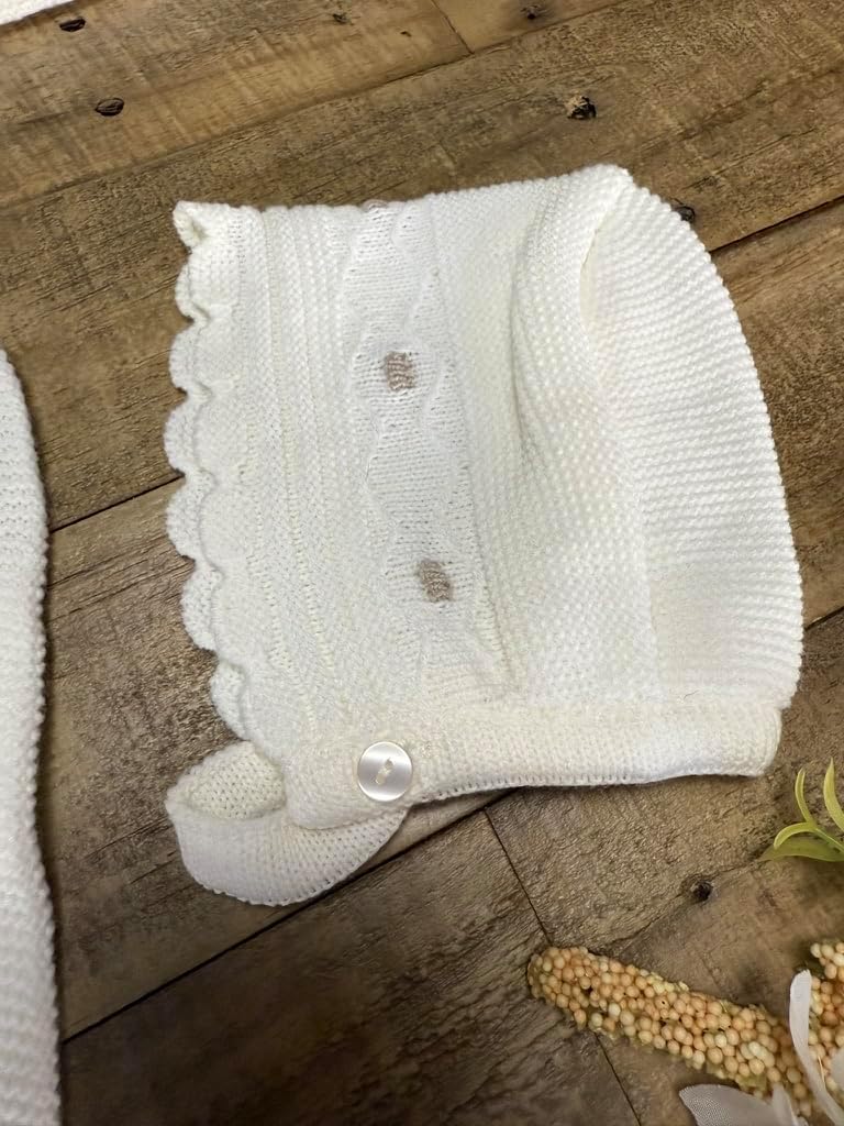 Piece Baby Long Sleeve Sweater Pants Hat Set Boys Girls Newborn Knitted Coming Home Outfit - Made in Spain
