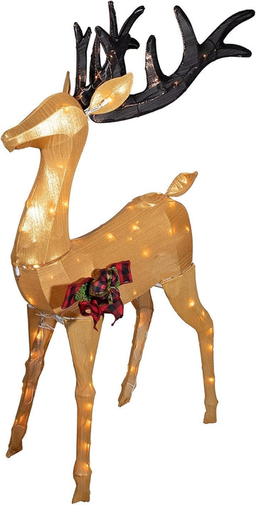 Pre-Lit Christmas Figurine Decoration, Gold Buck, 43in