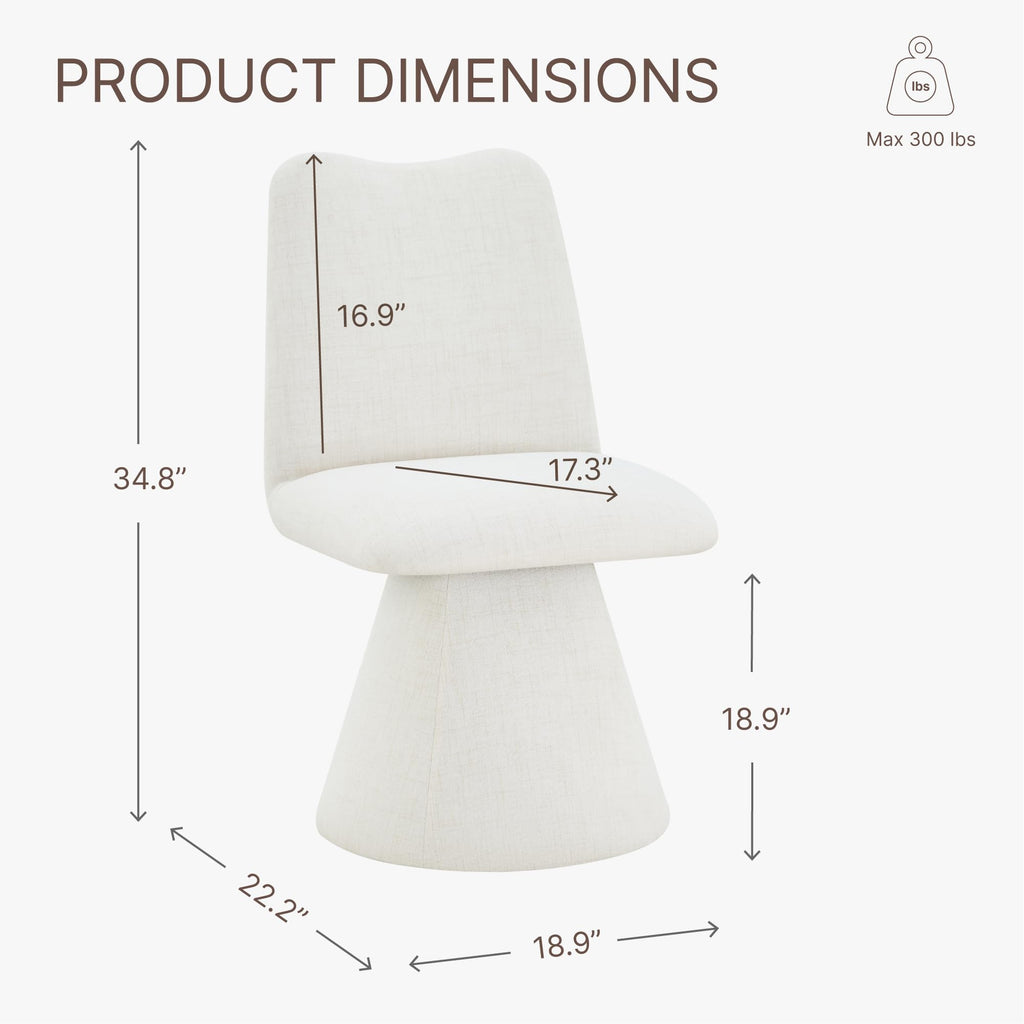 Swivel Dining Chairs Set of 1, Modern Upholstered Dining Chair Mid Century Kitchen Chairs with High Back, 360 Degree