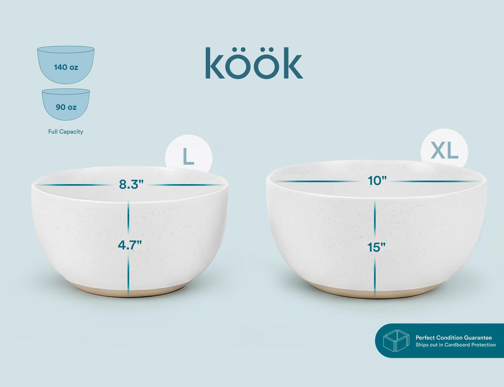 Mixing Bowls, Ceramic Nesting Bowls, Stoneware Kitchen Bowls, For Prep, Serving, Dishwasher Safe, 18/40/90/140 oz