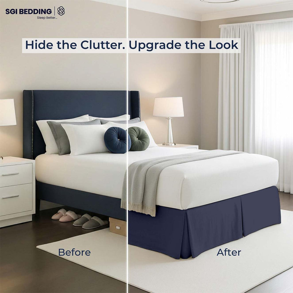 10 inch Drop Bed Skirt Twin Size - Platform Style with Secure Fit, Classic Tailored Look, Elegant Pleated Style Dust