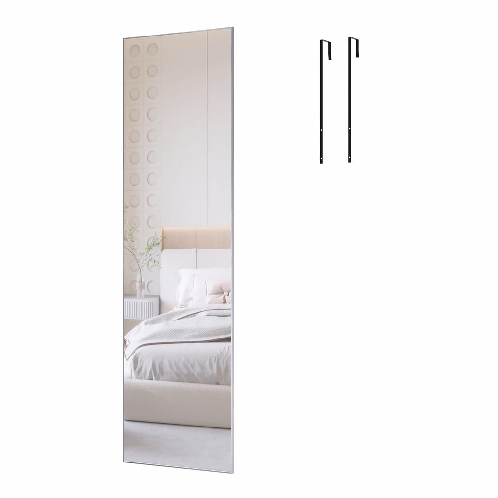 60"x18" Full Length Mirror Over the Door Hang or Wall Mounted, Silver