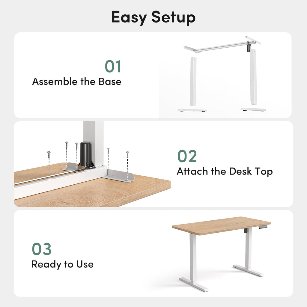 One-Piece Standing Desk, 48"x24" Seamless Tabletop Electric Height Adjustable, Study Rooms & Multi-Device