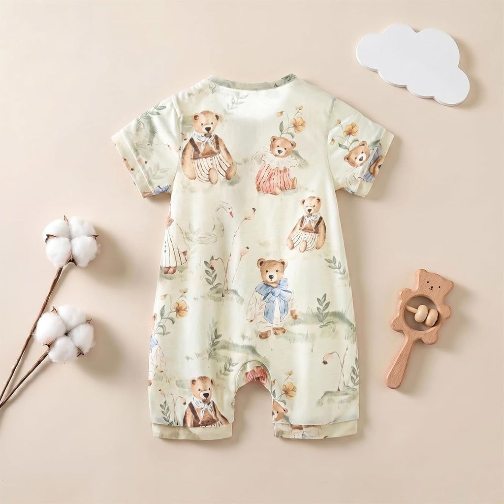 Organic Cotton Baby Romper for Boys & Girls, Short Sleeve Fairy Tale Jumpsuit, Soft & Breathable Summer Outfit