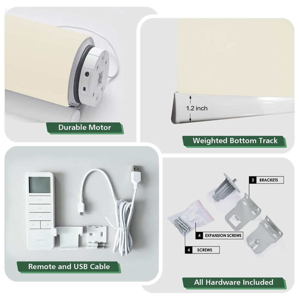 Motorized Blackout Window Shades, Remote Control Wireless and Rechargeable Window Blinds, Easy to Install Room