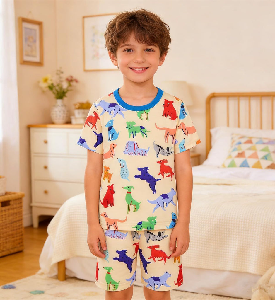 Boys Pajamas 100% Cotton Toddler Clothes Summer Pjs for Boy Planet Dinosaur Sleepwear Kids Short Sets