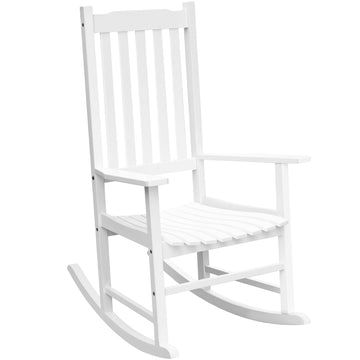 Acacia Wooden Rocking Chair Outdoor Rocking Chair (White)