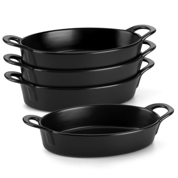 Small Casserole Baking Dishes Set of 4, 8x5 inch Oval Au Gratin