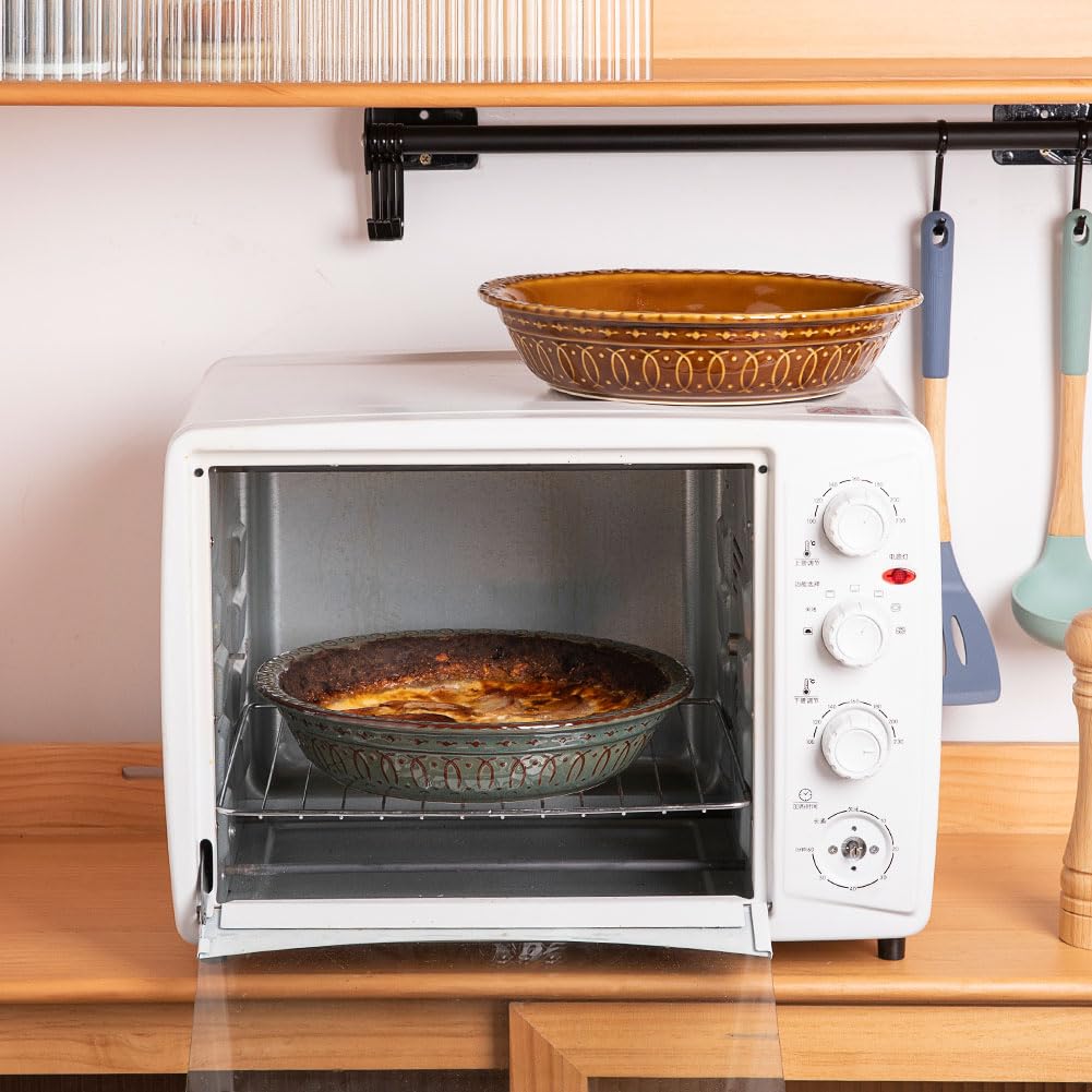 Ceramic Pie Pan for Baking, Round Baking Dish Pan for Dinner 10 Inches, Pie Dish Non-Stick Pie Plate for Quiche, Tart