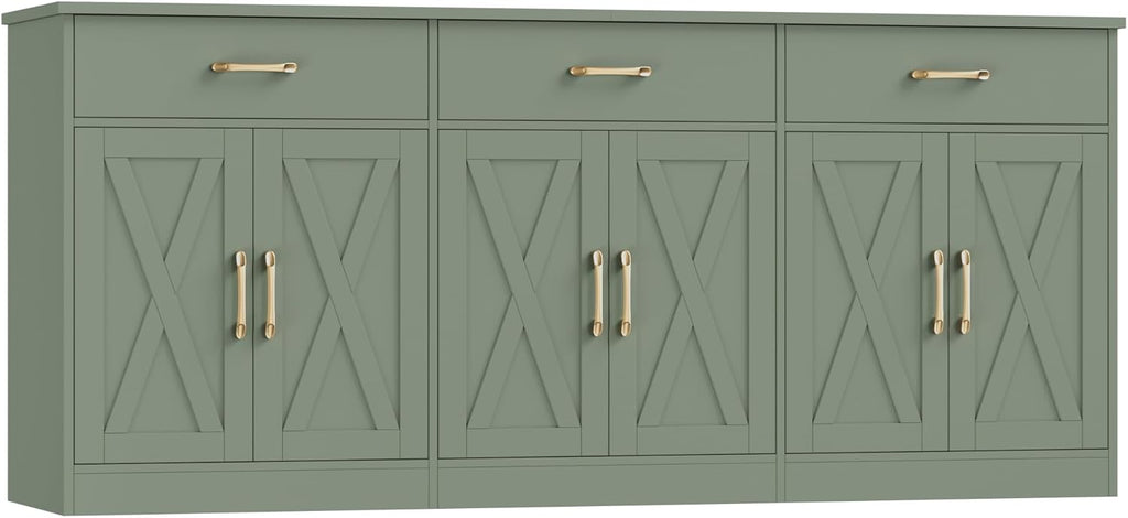 71" Large Sideboard Buffet Cabinet with Storage, Farmhouse Coffee Bar Cabinet with 3 Drawers
