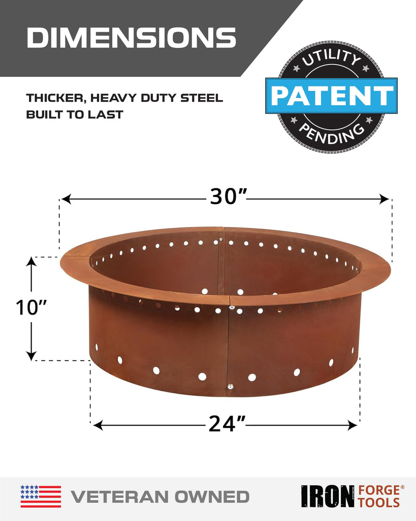 Smokeless Outdoor Fire Pit Ring Insert 30 Inch Round