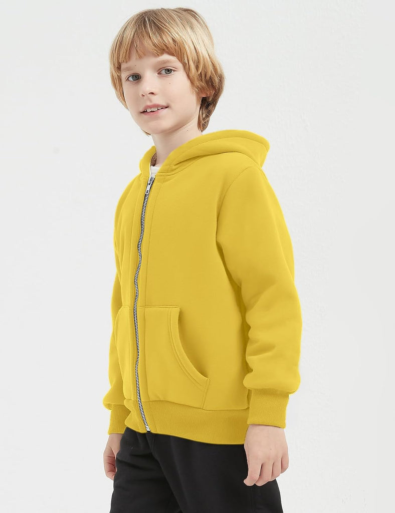 Kids Sherpa Lined Zip Up Hoodie Winter Warm Fleece Jacket