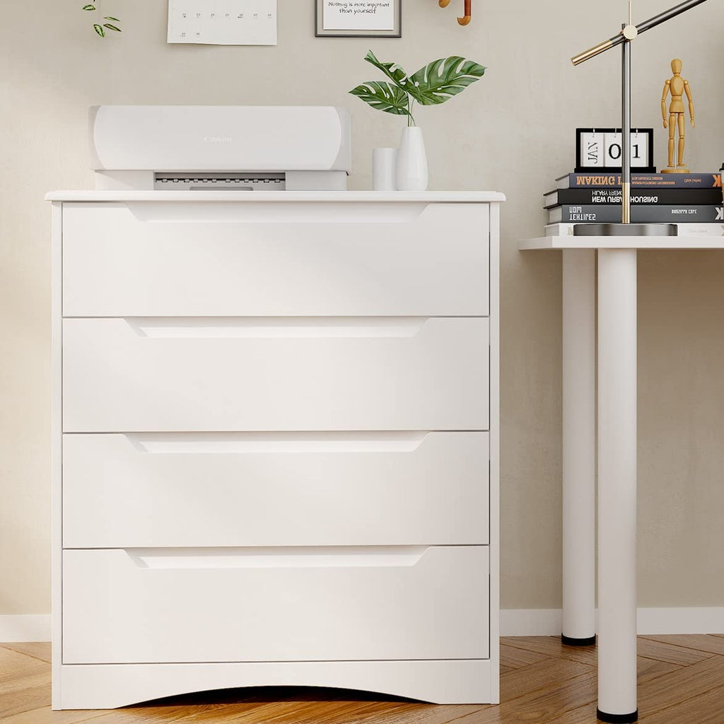 4 Drawer, Sturdy White Chest of Drawers, White