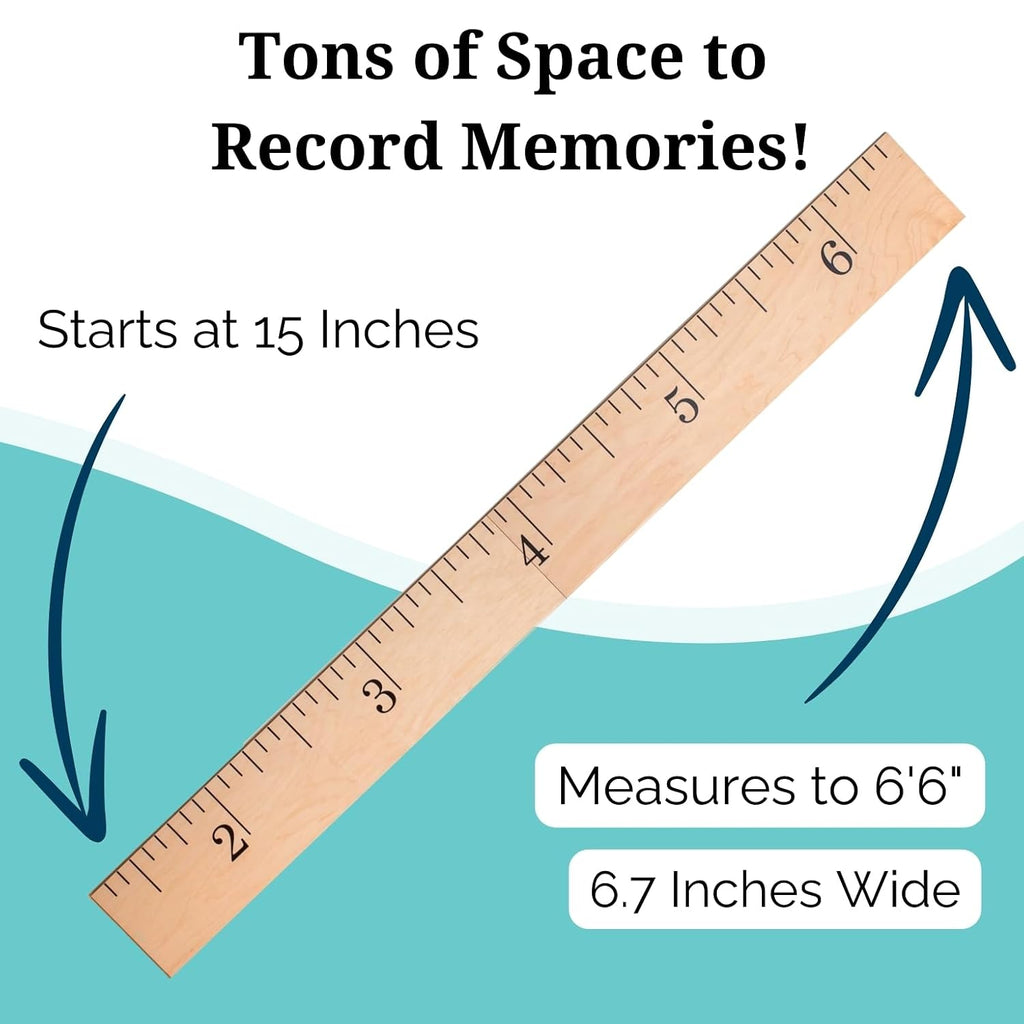 Growth Chart Art | Hanging Wooden Height Growth Chart to Measure Baby, Child, Grandchild - Naked Birch Classic