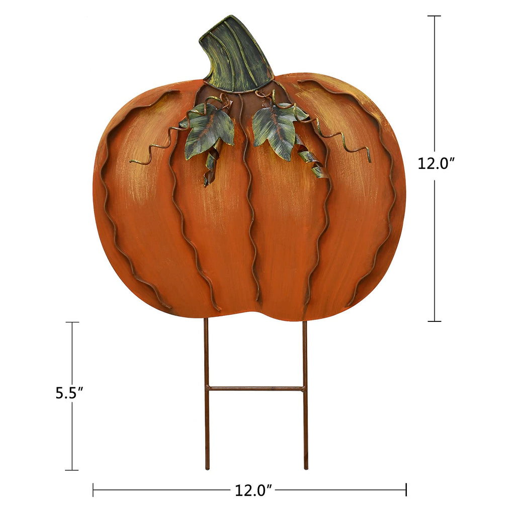 Pumpkin Garden Stake Metal Yard Sign Fall Decor Decorative Pumpkin Yard Art