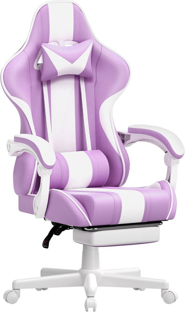 Gaming Chairs, Ergonomic Racing Style PC Game Computer Chair with Headrest Lumbar Support Adjustable Recliner PU