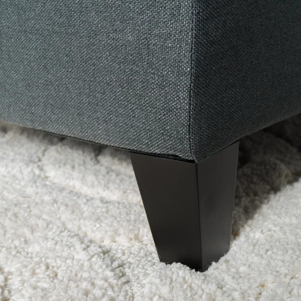 Storage Ottoman Bench End of Bed, Gray Ottoman with Pressure Hinges, Benchs Seating with Storage, Button Tufted Bench