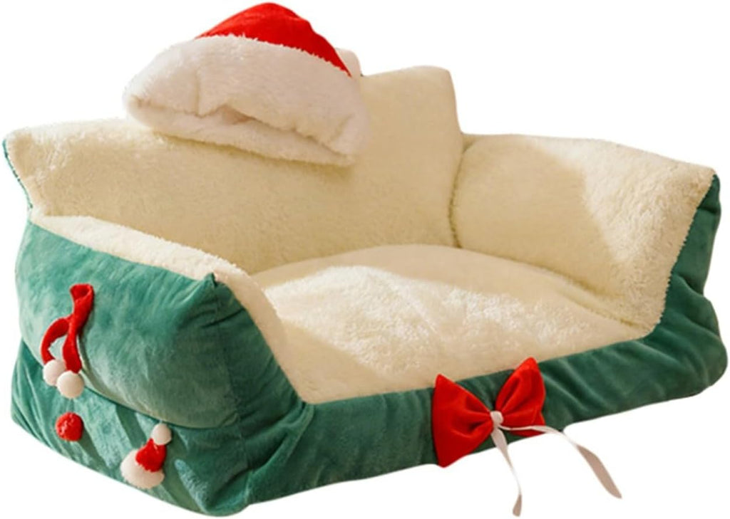 Cute Cat Couch Bed for Indoor Cats, Fuzzy Pet Couch Bed with Removable Washable Cover, Supportive Pet Chair