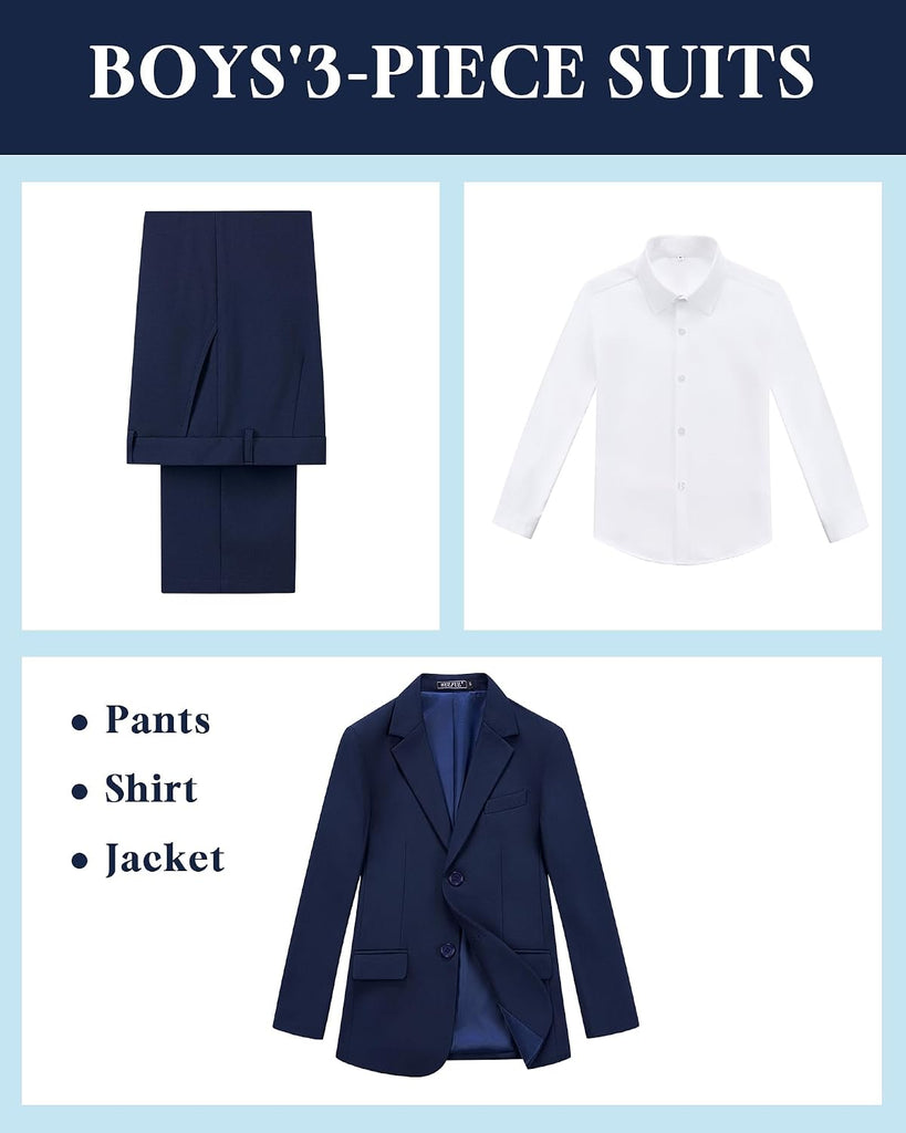 Boys' Slim Fit Suit 3 Pieces:Jacket, Pants, Shirt,Summer Suit Set for Teens Boys Wedding Beach