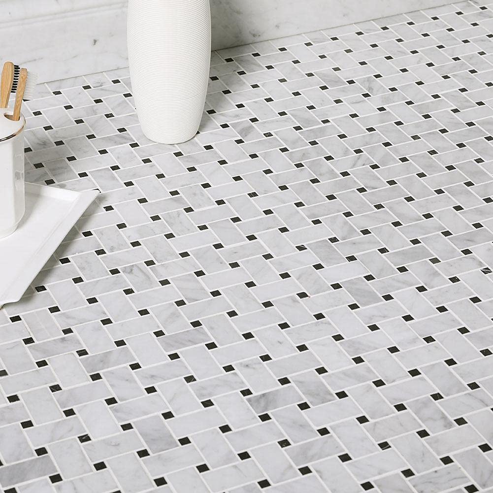 Bianco Carrara Basketweave Marble Mosaic Tile