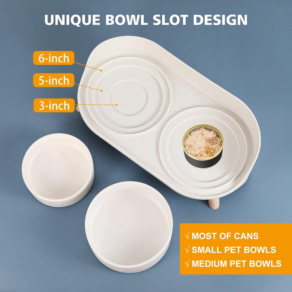 Elevated Dog Bowls Ceramic, Raised Cat Bowl Set for Food and Water, Mess Proof and High Wall Splash Guard
