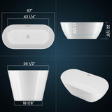 67 Inch Acrylic Freestanding Bathtub, Deep Soaking Tub with Non-Slip Base, CUPC Certified Free Standing Tub, Chrome