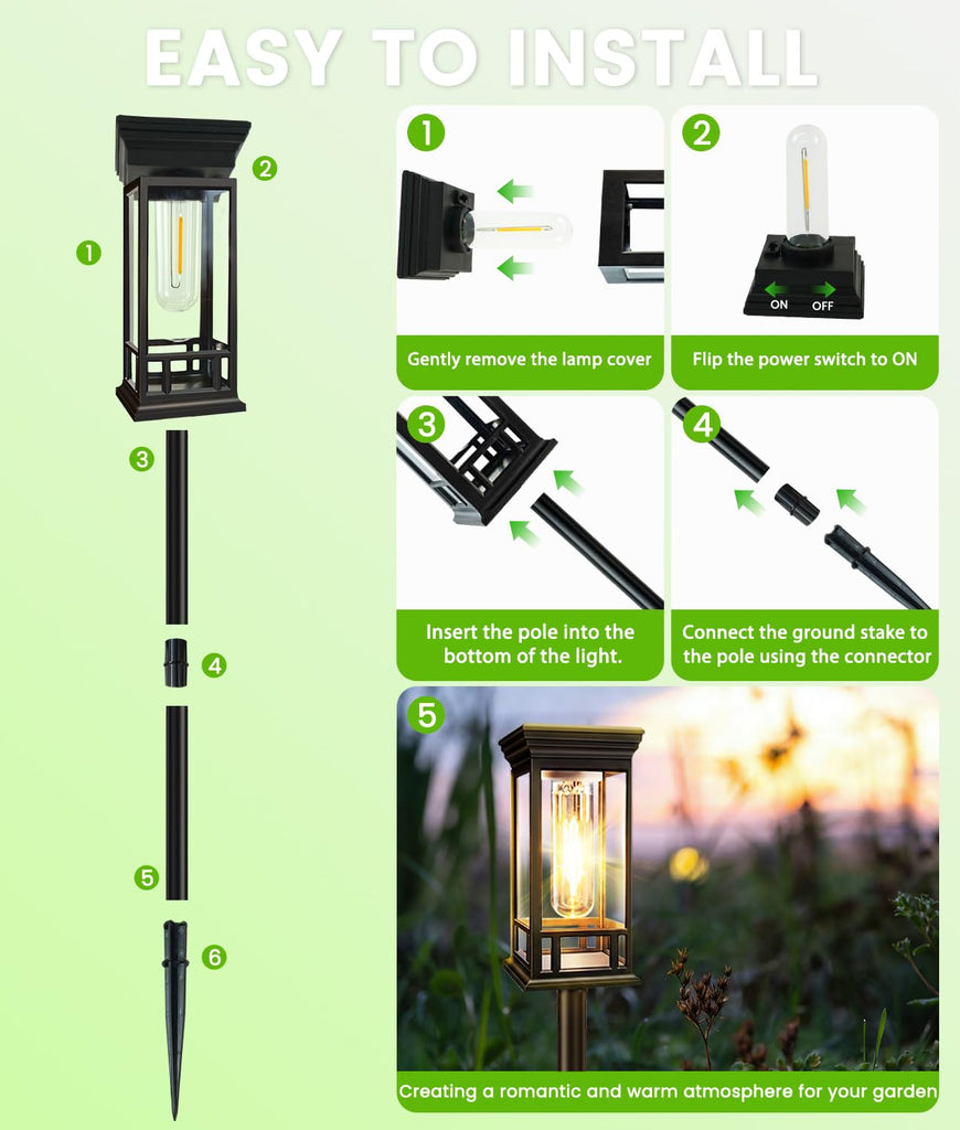 6 Pack Bright Solar Garden Lights, Solar Pathway Lights Outdoor Waterproof