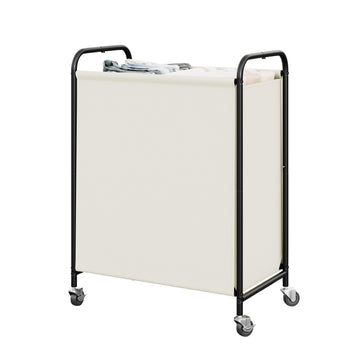 2 Section Laundry Sorter, 130L Large Hamper Basket with Wheels