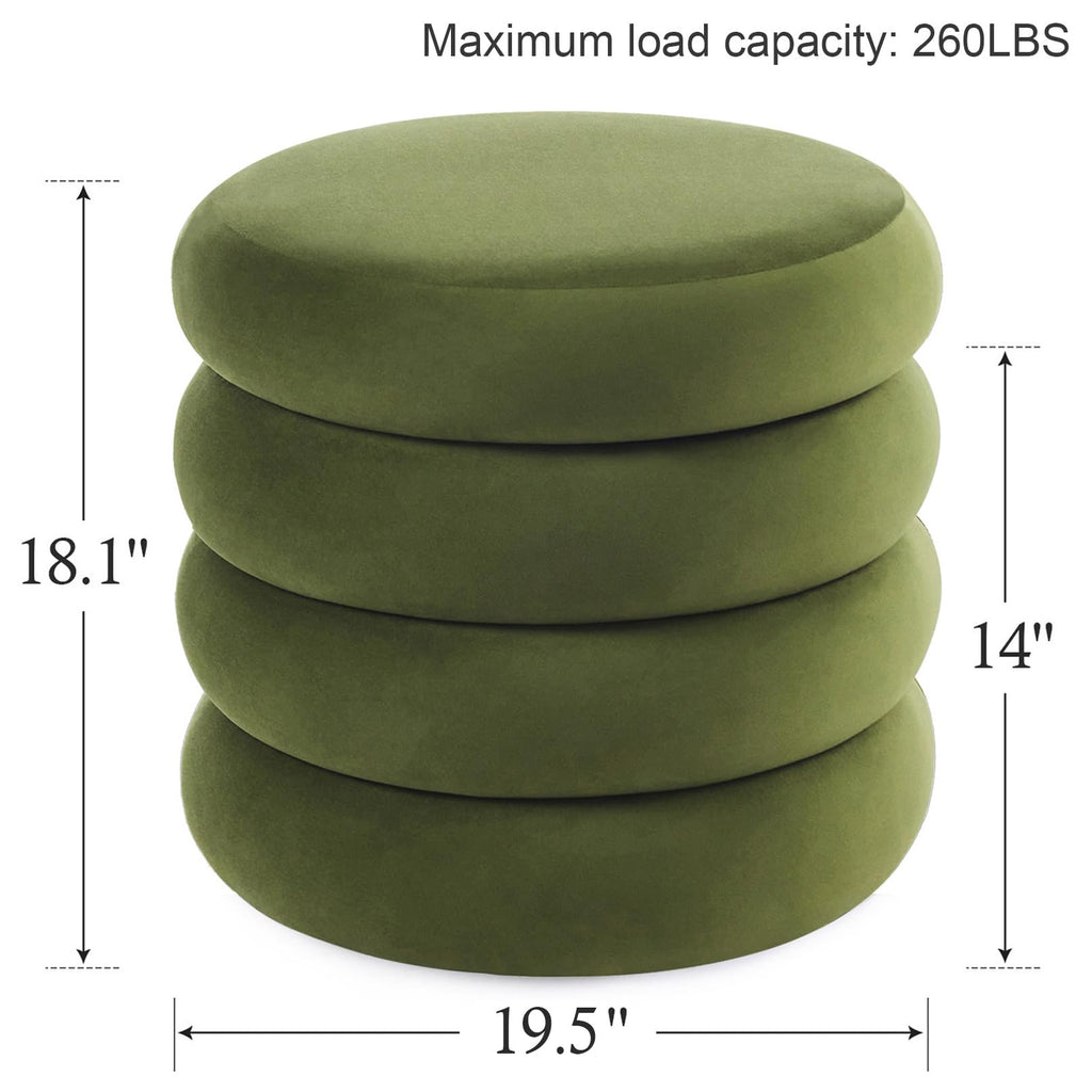 19.5" Storage Ottoman Round, Vanity Stools, Velvet Pouf Ottoman with Removable Lid, Modern Ottomam Stool for Girls