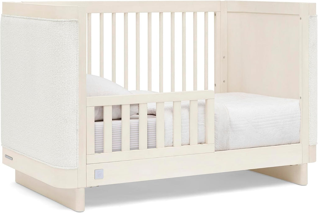 BabyGap Callie 4-in-1 Upholstered Crib - Greenguard Gold Certified, Antique White/White Boucle
