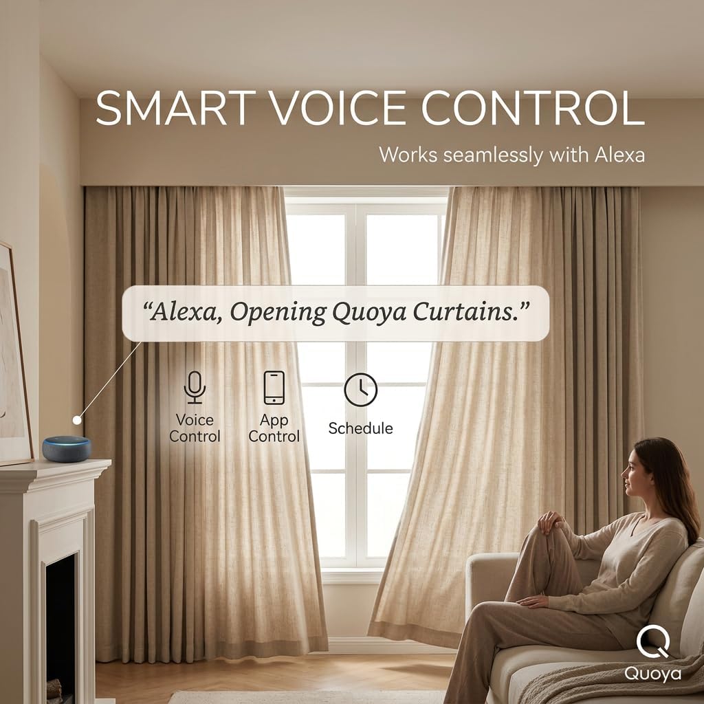 Smart Electric Curtain Track, Motorized motor, Adjustable track length, compatible with Alexa, google, Siri, Apple Watch