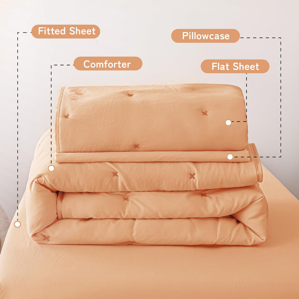 Toddler Bedding Set for Girls Boys 4-Piece Kids Bedding Set Orange
