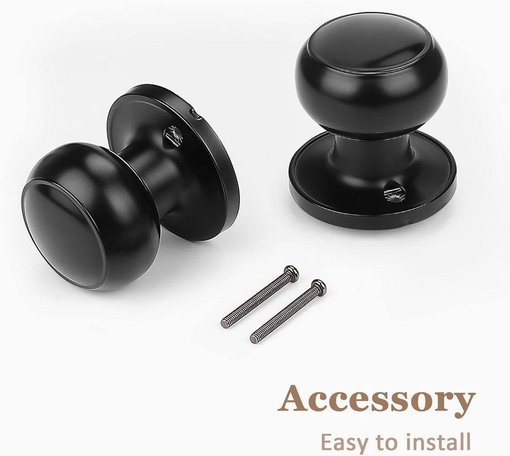 6 Pack Classic Closet Door Knobs Dummy Door Knob, Individual Non-Turning Dummy Door Knob Single Side, Black Interior