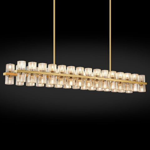 Crystal Gold Rectangular Chandelier for Dining Room,Modern Dining Room Chandeliers, 54in Chandelier Kitchen Island Chandeliers,Includes 60XG4 Bulbs A117-B0DWK3PCCM