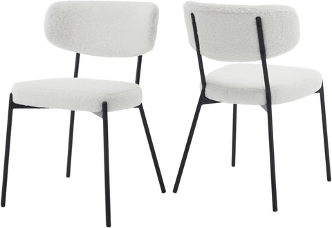 KCC Boucle Dining Chairs Set of 2, Modern Mid-Century Upholstered Stylish Kitchen Chairs Sherpa Accent Diner Chairs