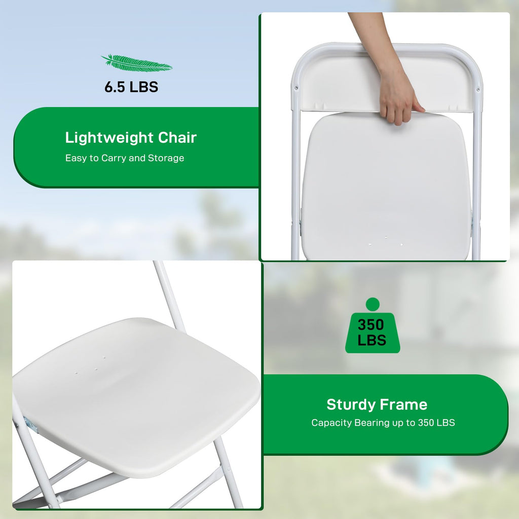 10pcs Folding Chair, Plastic Chairs with 330-Pound Capacity, Easy to Fold and Store Suitable for Indoor & Outdoor