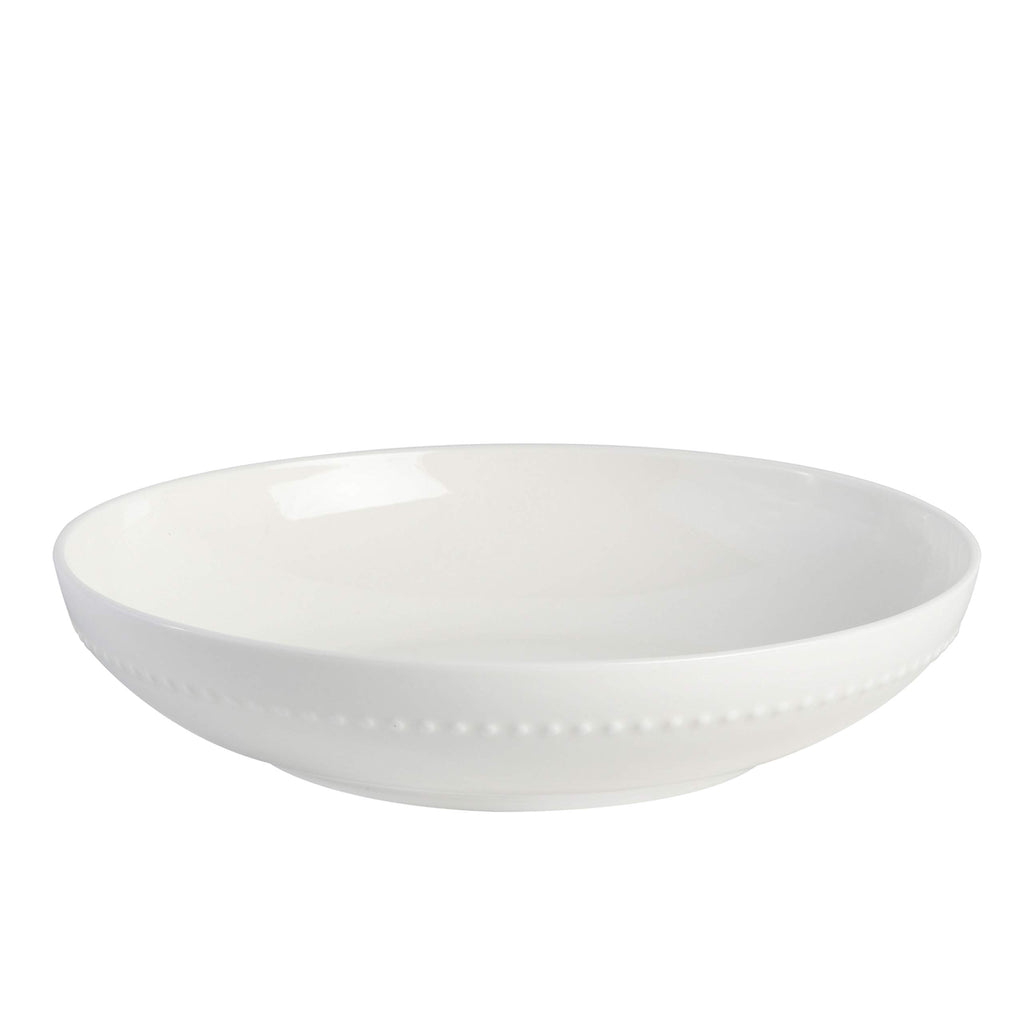 Embossed Bone China 16-Piece Double Bowl Dinnerware Set, Service for 4 - White Elegant Plates and Bowls
