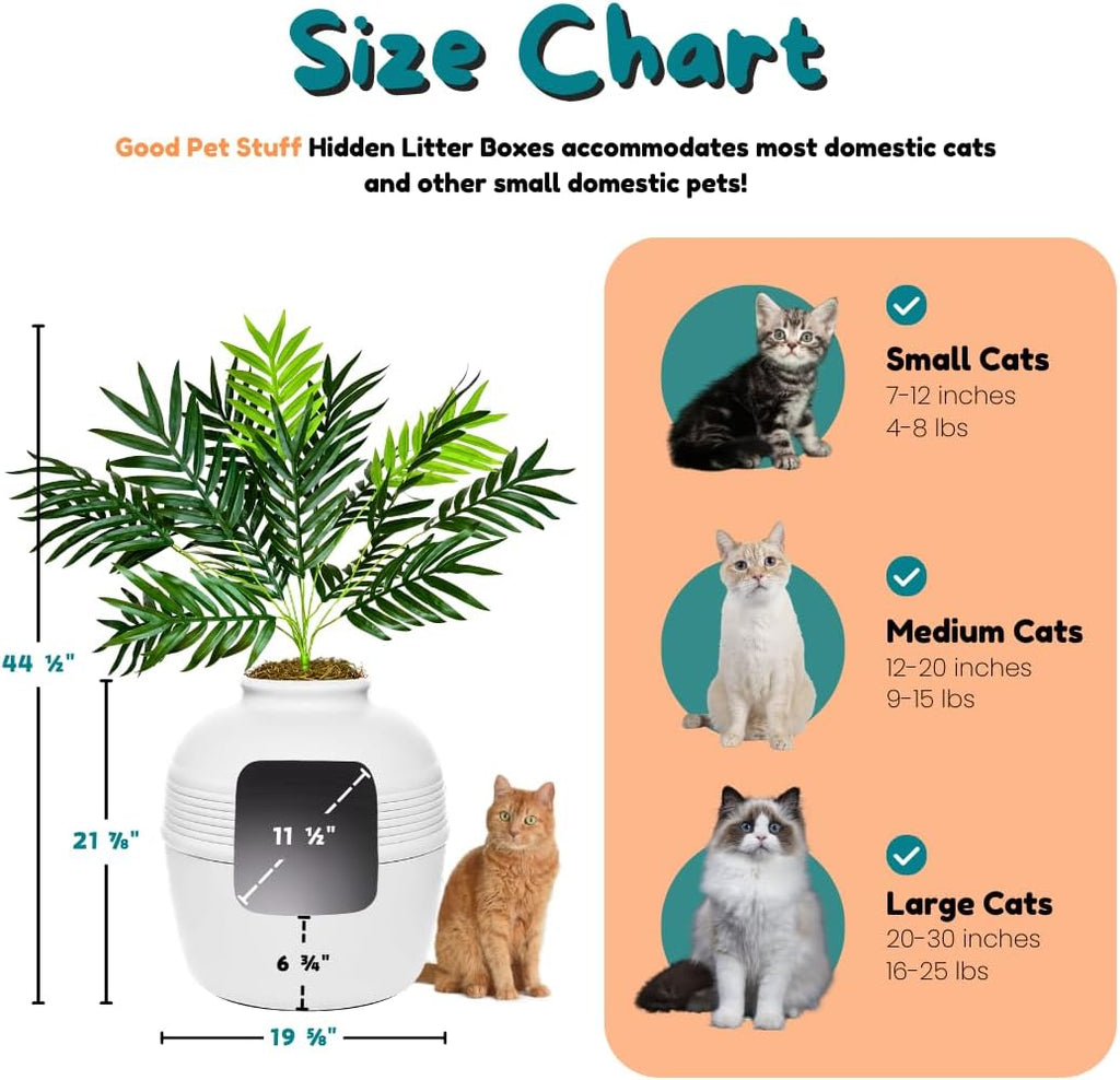Hidden Litter Box Planter, Decorative Cat Litter Enclosure with Carbon Filter, Artificial Palm Plant